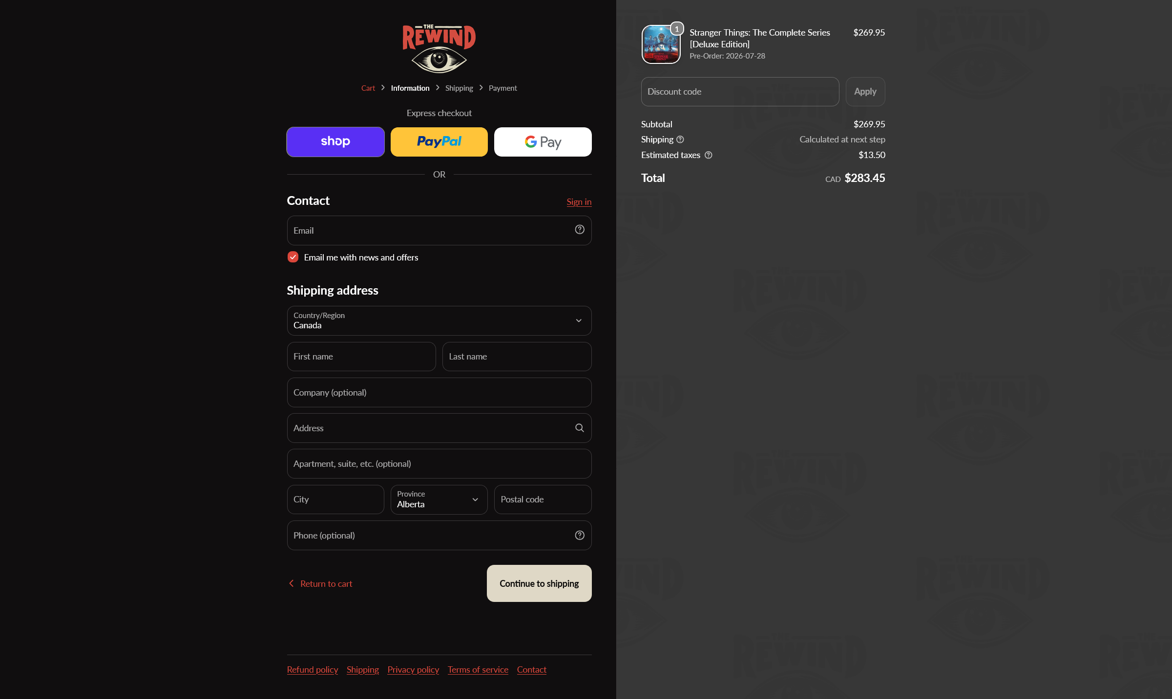 Information The Rewind Checkout